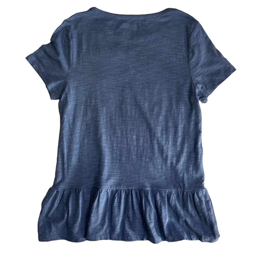 Naturals Denim & Co Blue Jersey Knit Top Shirt Tee Size XXS Peplum Ruffle NWOT - Picture 6 of 13